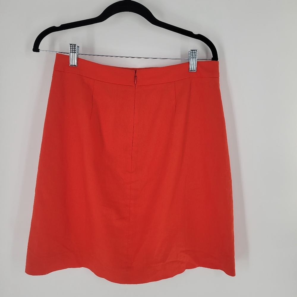 J Crew Marine Orange High Waist Linen Skirt Size 6 New - Picture 4 of 5